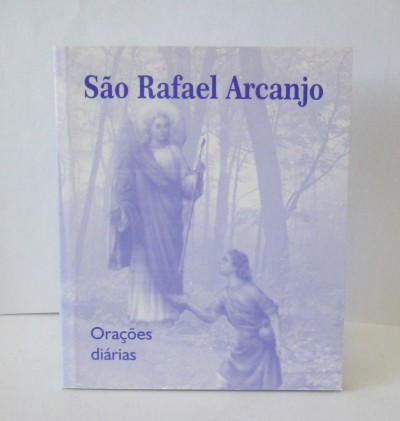 Capa de livro azul com imagem de anjo e texto São Rafael Arcanjo