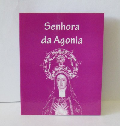 Capa roxa com imagem religiosa e texto 'Senhora da Agonia'