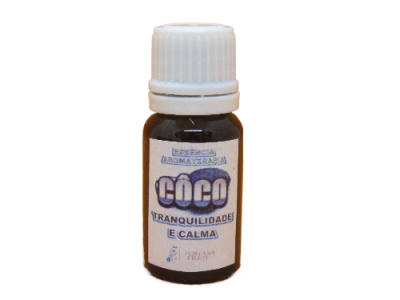 Frasco de essência aromática de côco com tampa branca