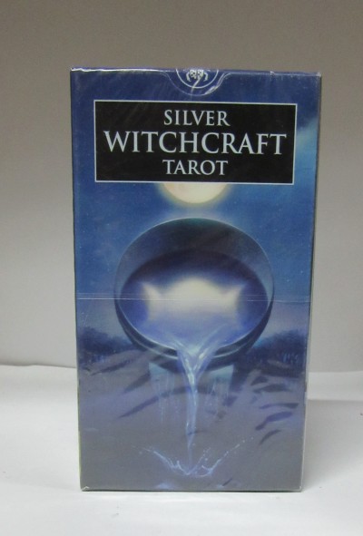 Caixa azul do tarot SILVER WITCHCRAFT com esfera refletora e lua cheia