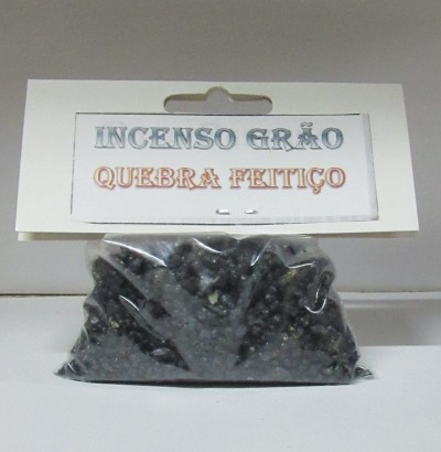 Pacote de incenso em grão com etiqueta INCENSO GRÃO QUEBRA FEITIÇO