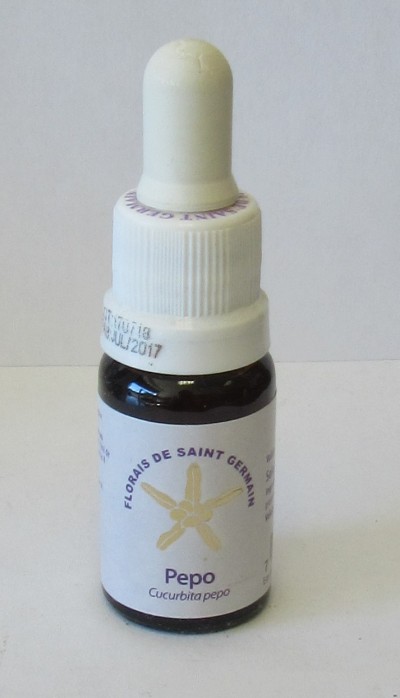 Frasco pequeno com conta-gotas de florais de Saint Germain Pepo