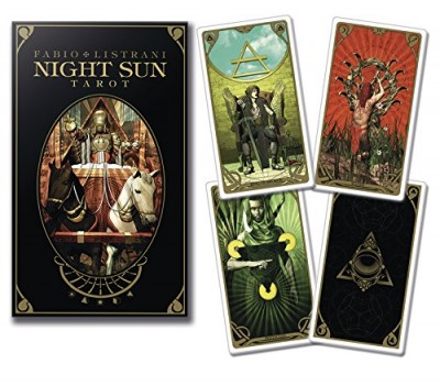 Baralho NIGHT SUN TAROT com caixa preta e cartas ilustradas