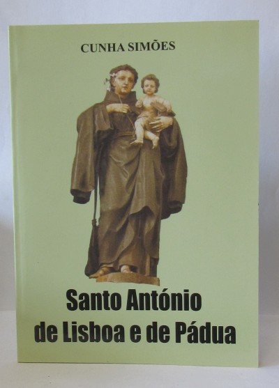 Livro com capa verde e estátua de Santo António segurando uma criança