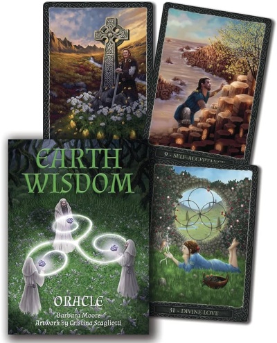 Cartas oráculo Earth Wisdom Oracle com ilustrações coloridas e texto