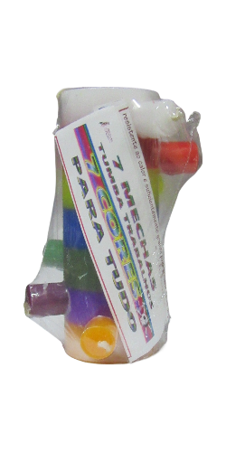 Pack de marcadores coloridos em embalagem de plástico transparente com etiqueta