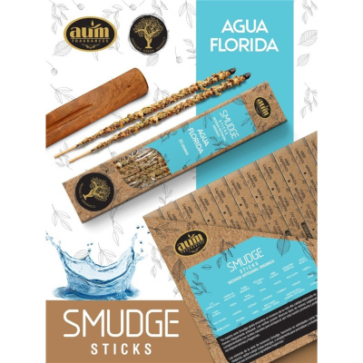 Pacote de incenso Smudge Sticks Água Florida da Auim Fragrances com dois palitos de incenso e suporte de madeira