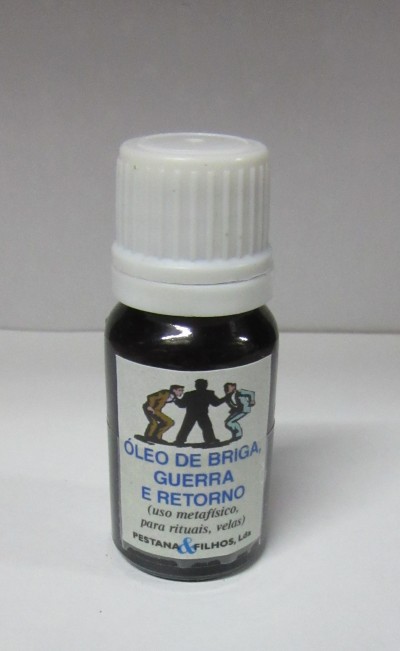 Frasco de óleo com rótulo ilustrado e texto em português