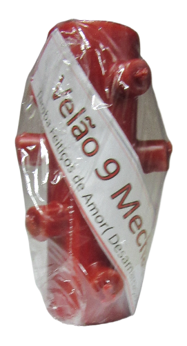 Velão vermelho número 9 embalada em plástico transparente com etiqueta