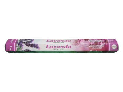 Caixa de palito de incenso lavanda com design floral e texto Lavande Lavanda