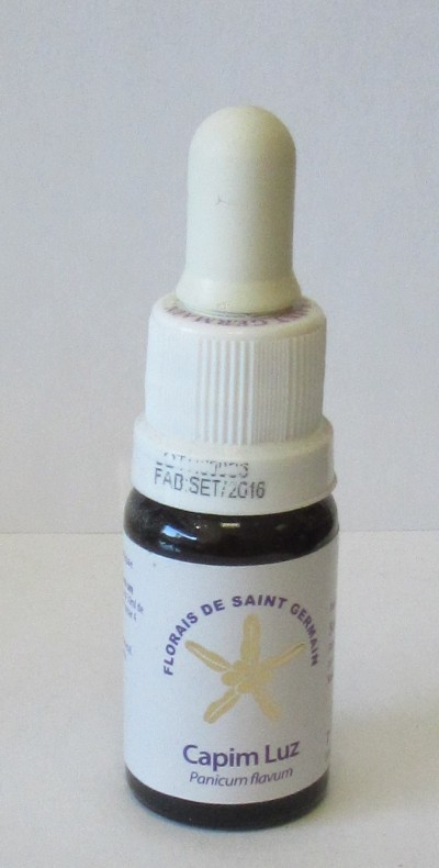 Frasco pequeno com conta-gotas de florais Capim Luz