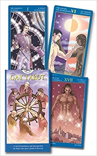 Cartas de tarot com temas masculinos e embalagem do conjunto Gay Tarot