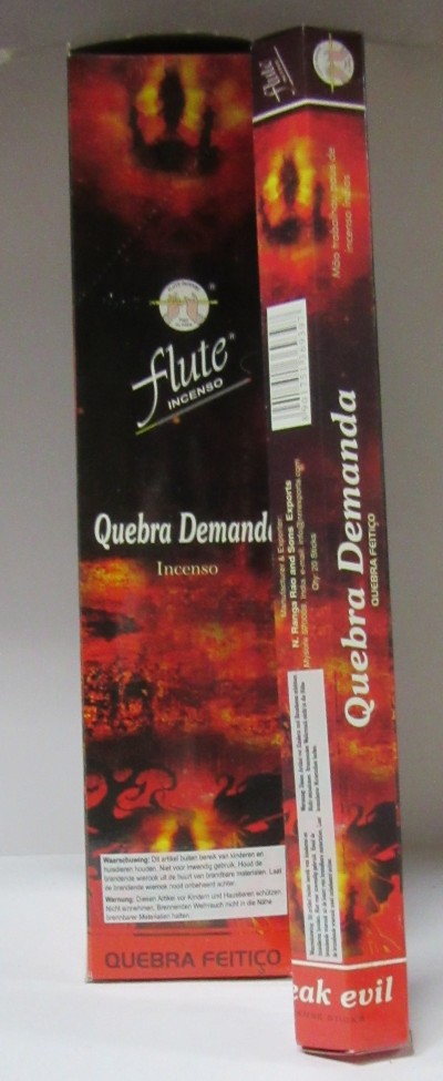 Embalagem do incenso flute Quebra Demanda com design vermelho e preto e selo de qualidade