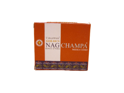 Caixa de incenso Visweshree Golden Nag Champa laranja e branco