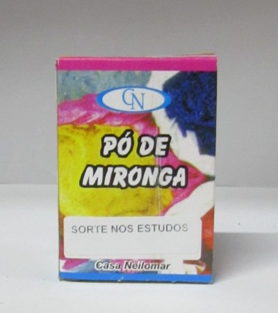 Embalagem colorida de Pó de Mironga para sorte nos estudos
