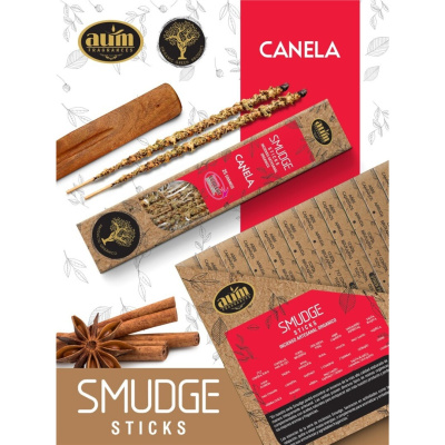 Caixa de incenso artesanal orgânico smudge sticks canela com paus de canela, anis estrelado e suporte de madeira