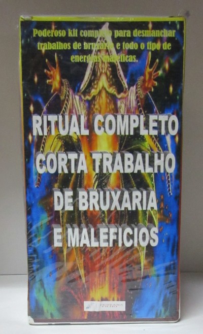 Embalagem com texto ritual completa corta trabalho de bruxaria e malefícios