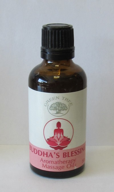 Frasco de óleo para massagem aromaterápico BUDDHA'S BLESSING com logotipo GREEN TREE