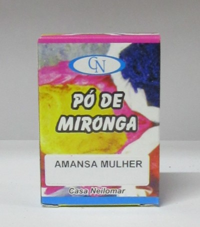 Embalagem colorida de Pó de Mironga 'Amança Mulher'