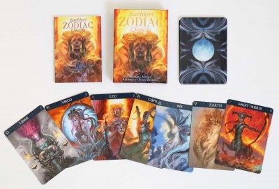Cartas Barbiéri Zodiac Oracle com imagens e nomes dos signos do zodíaco