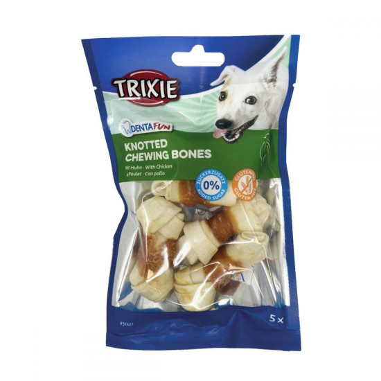 Dentafun - Knotted chewing bones Pacote de ossos de couro trançado para cães Trixie com frango