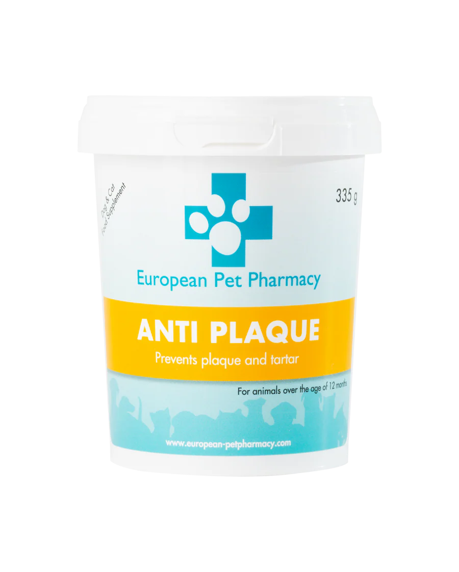 Anti Plaque- Higiene Oral Embalagem branca de suplemento anti-tártaro para animais da European Pet Pharmacy