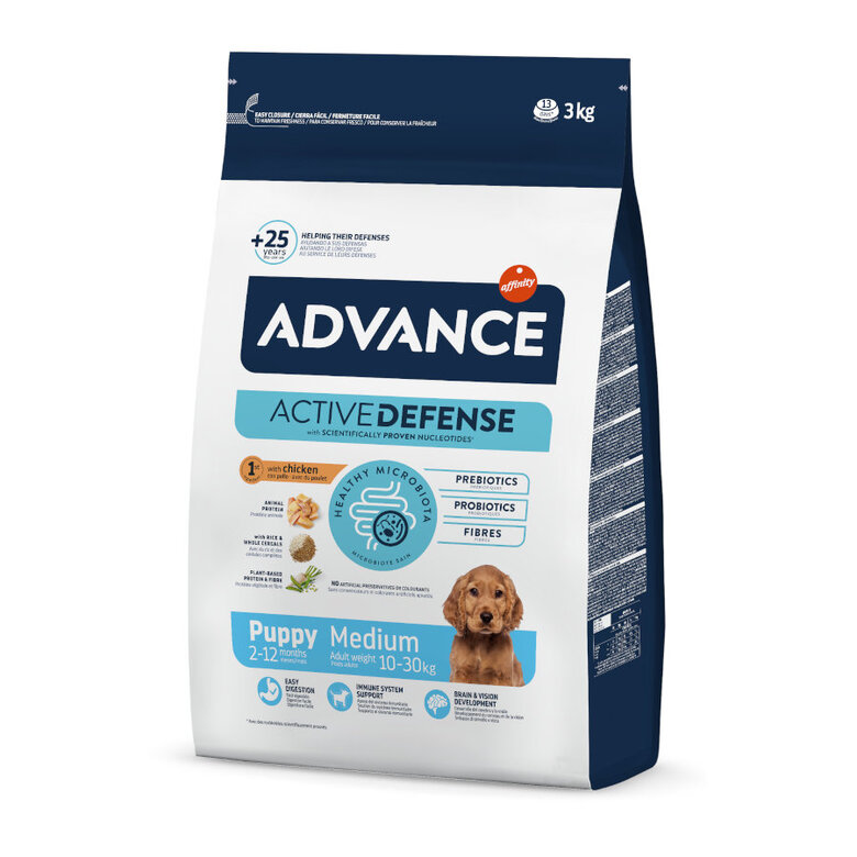 Advance Puppy Medium Saco de ração para filhote médio Advance Active Defense 3 kg
