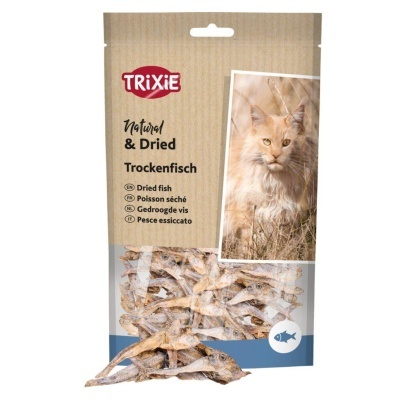 Embalagem de snacks para gatos com peixe seco natural da marca TRIXIE