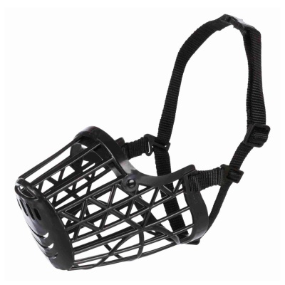 Focinho para cão preto em plástico com correias ajustáveis