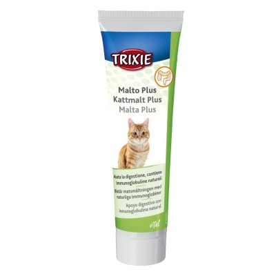 Gel digestivo Malto Plus da TRIXIE para gatos com imagem e texto multilingue