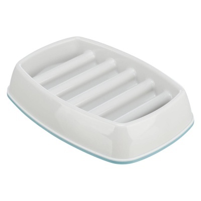 Saboneteira branca de cerâmica com elevações internas