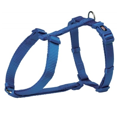 Arnês azul para cão com fivela e argola metálica