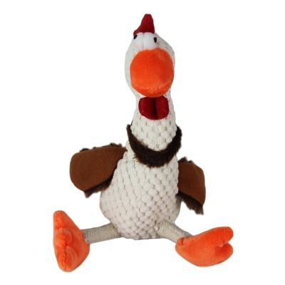 Pelúcia de pássaro com bico laranja e corpo branco texturizado