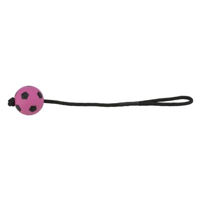 Brinquedo para cães com bola rosa e corda preta