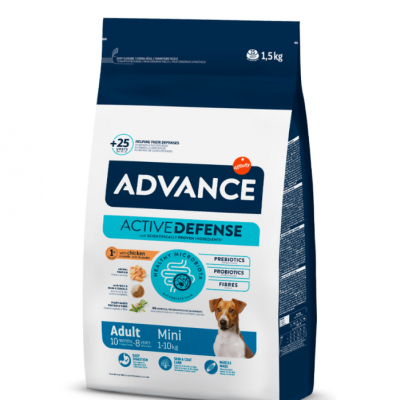 Embalagem de ração Advance Active Defense para cães adultos mini
