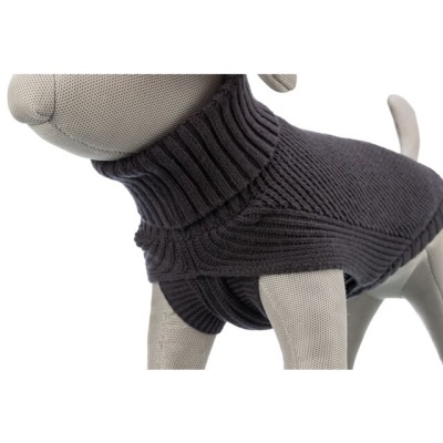 Camisola cinza escuro para cão com gola alta em manequim