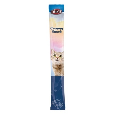 Embalagem de snack para gato TRIXIE com design colorido e foto de gato.