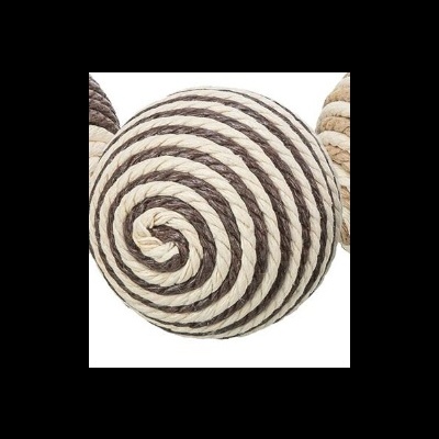 Bola decorativa trançada com cordas bege e castanho em espiral