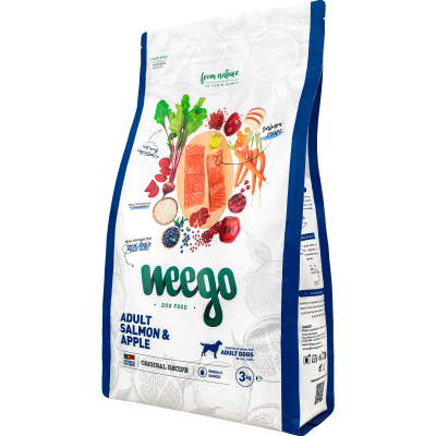 Saco de comida para cães Weego salmão e maçã adulto 3 kg