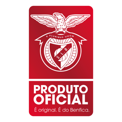 Selo vermelho com emblema do Benifica e texto Produto Oficial