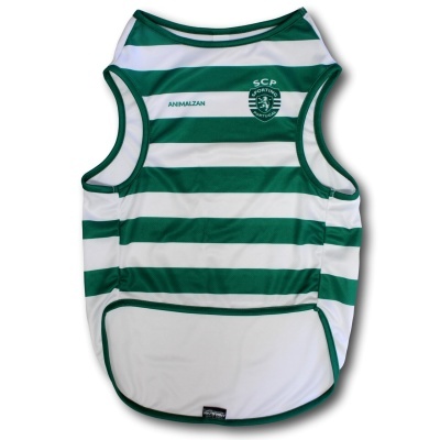 Colete verde e branco às riscas para cão com logótipos SCP e ANIMALZAN