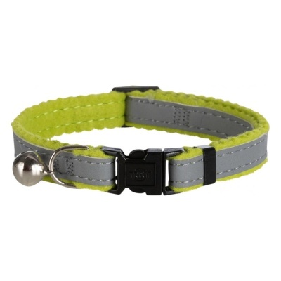 Coleira cinzenta e amarelo fluorescente para animal com fecho e campainha