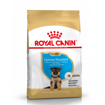 Pacote de ração Royal Canin Puppy para Pastor Alemão com imagem de filhote