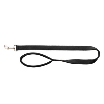 Trela preta para cão com pega acolchoada e mosquetão metálico
