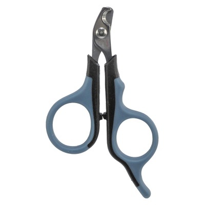 Tesoura corta unhas para animais com cabos azuis e pretos
