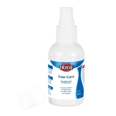 Spray TRIXIE Paw-Care para cuidados das patas de cães e gatos em frasco plástico branco