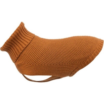 Camisola de malha castanho alaranjado para cão com gola alta