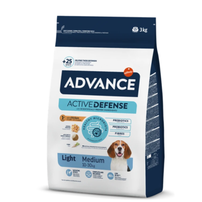 Saco de ração ADVANCE ACTIVE DEFENSE Light Medium para cães com 3kg