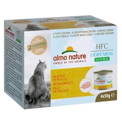Embalagem de alimento húmido para gatos Almo Nature com 4 latas sabor filete de frango