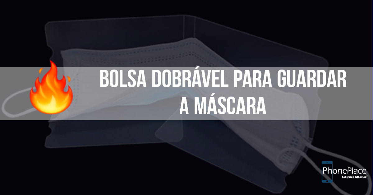 Máscara cirúrgica branca com bolsa dobrável para guardar